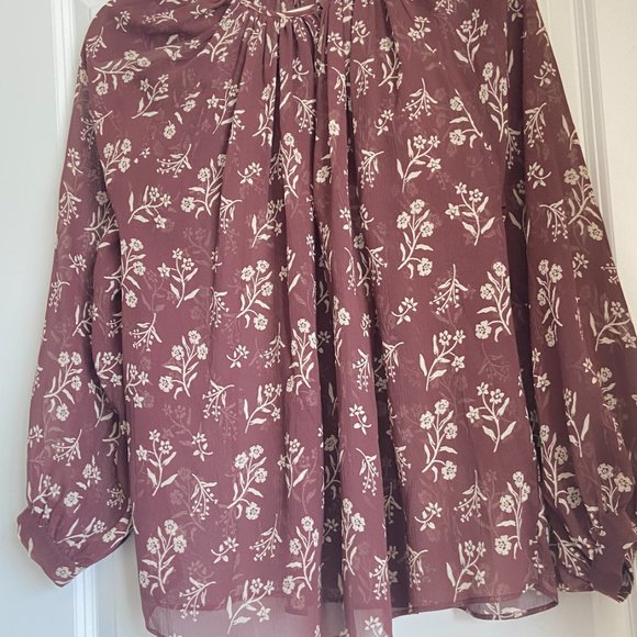 New No Tags Nili Lotan Silk Floral Blouse Size M Color Brow/Ivory - Picture 3 of 8